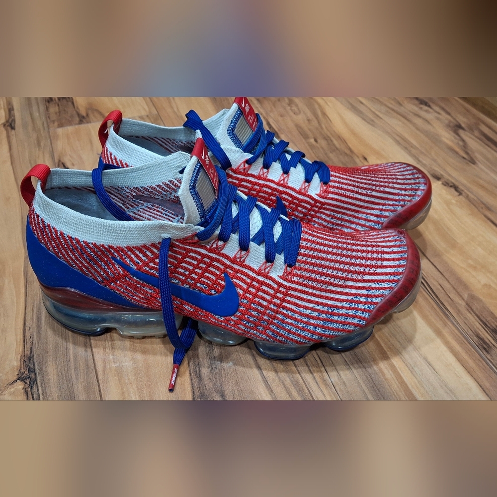 Nike Vapormax Flyknit 3 Red White Blue Mens 11